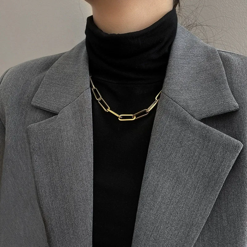 Hip-Hop Gold Cross Necklace for Women with Waterproof Non Tarnish Titanium Steel Cable Chain