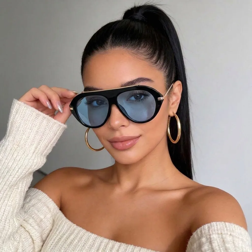 Women’s Full Frame Toad Glasses Sunglasses with PC Lens Material in Leopard Print for All Seasons