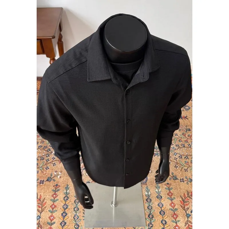 Solid Color Casual Long Sleeve Men's Shirt in Cotton with Single Breasted Design for Spring