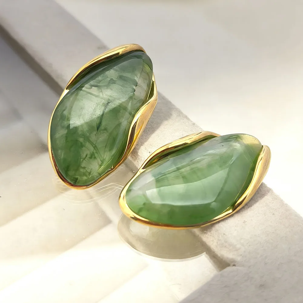 Geometric Maillard Style Resin Earrings for Women Featuring Resin Inlay, Ideal Stud Earrings