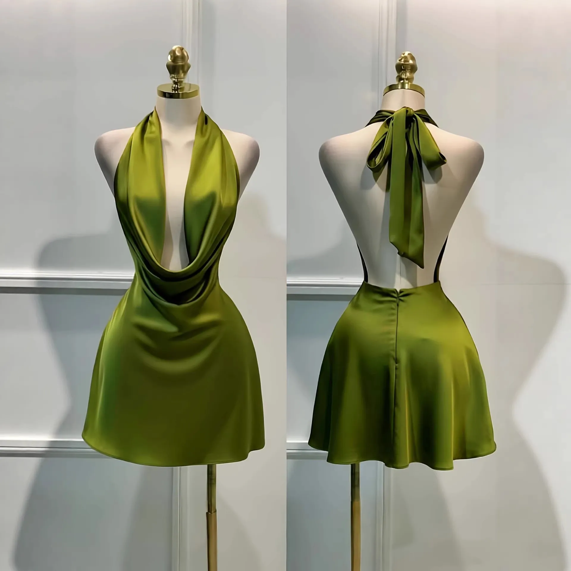 Solid Color Sleeveless Deep V Bodycon Dress in Polyester, Perfect for Holiday Vacation