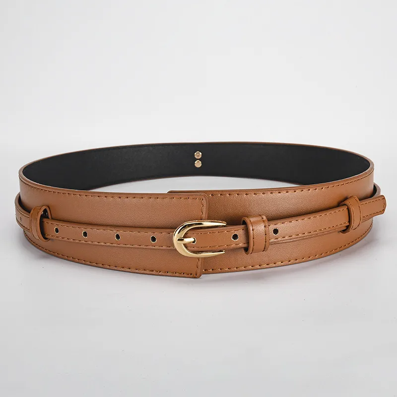 Women's Business PU Leather Belt with Alloy Buckle in Black Brown Coffee