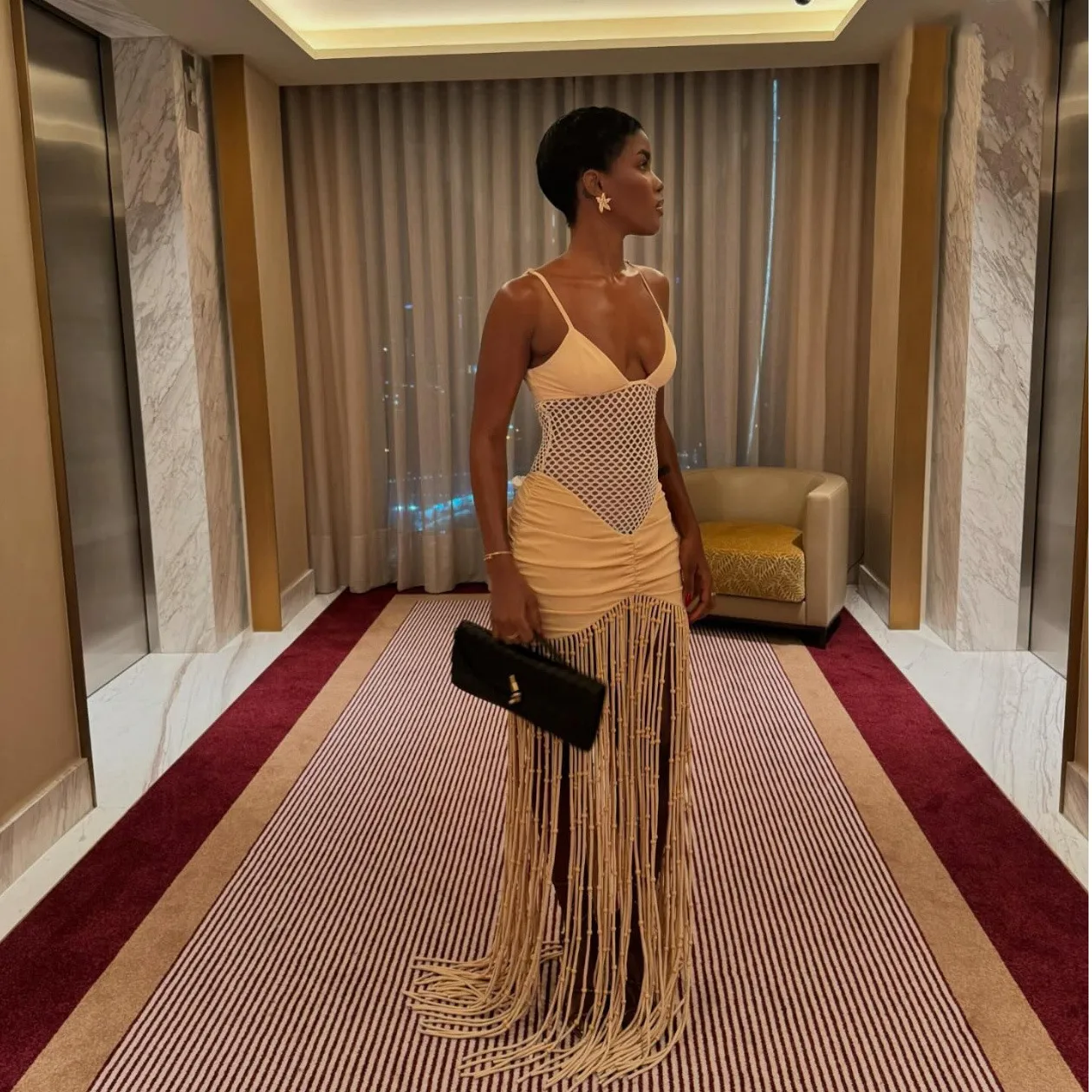 Solid Color Sleeveless V Neck Maxi Tank Dress for Nightclub