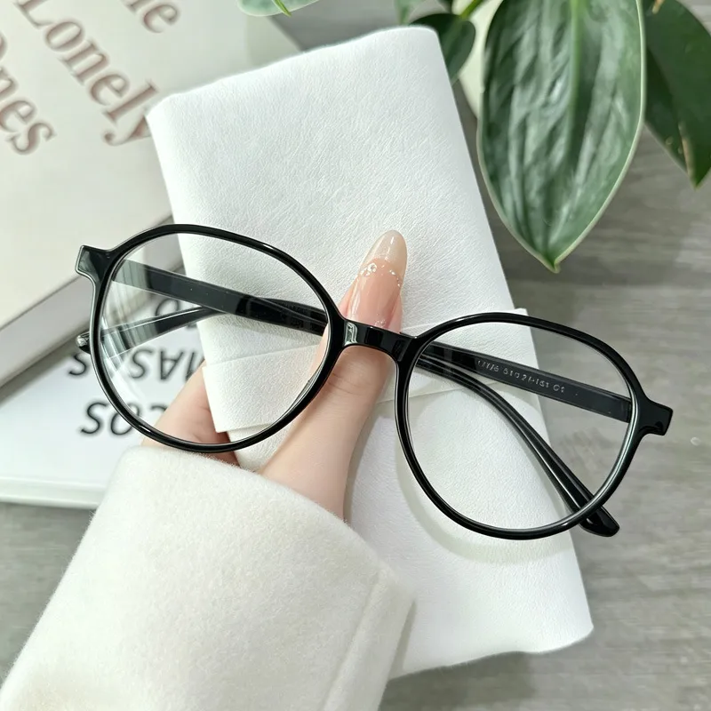 Round Frame Full Frame Glasses for Adults with AC Lens Material, Plano Glasses Style