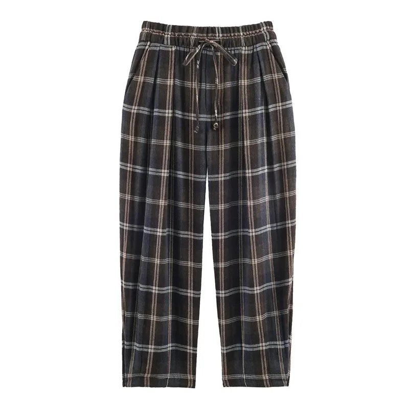 Color Block Casual Full Length Pants in Polyester Fabric Featuring Contrast Collar Design, Inelastic Fit