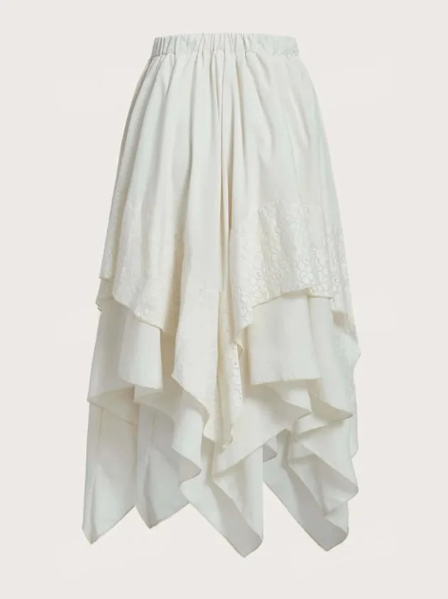 Lace Floral Gothic Midi Dress with Irregular Skirt