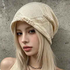 Solid Color Breathable Brimless Beanie Hat for Adults in Cotton Polyester with Braid Craft