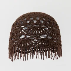 Bohemian Solid Color Brimless Beanie Hat in Breathable Knit Material Featuring Beading Craftsmanship for Adults