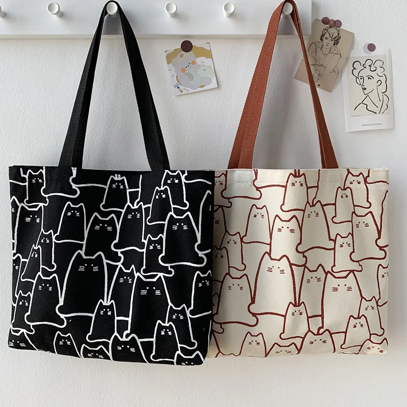 Large Square Color Block Canvas Shoulder Bag for Women with Zipper Closure in Streetwear Style