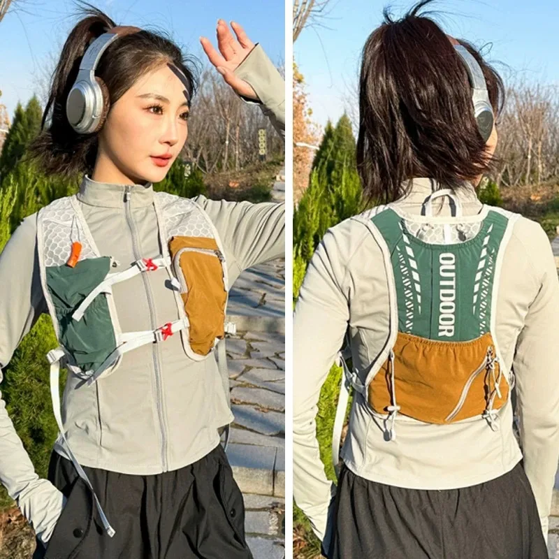 Solid Color Hiking Backpack for Running, Unisex Design in Nylon, Ideal for Spring Outdoor Activities