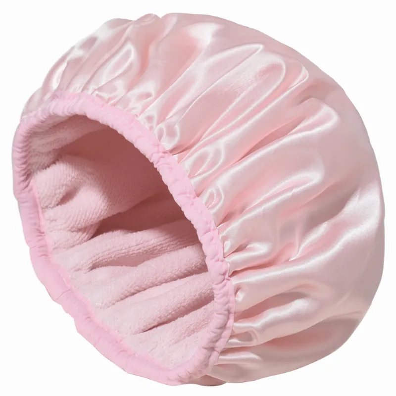 Solid Color Casual Shower Cap in Satin, PEVA, and Microfiber Material, 1 Piece