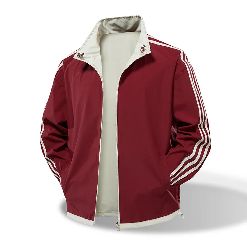 Men's Casual Jacket Featuring Printing and Zipper Placket, Outerwear Crafted from Polyester Fabric