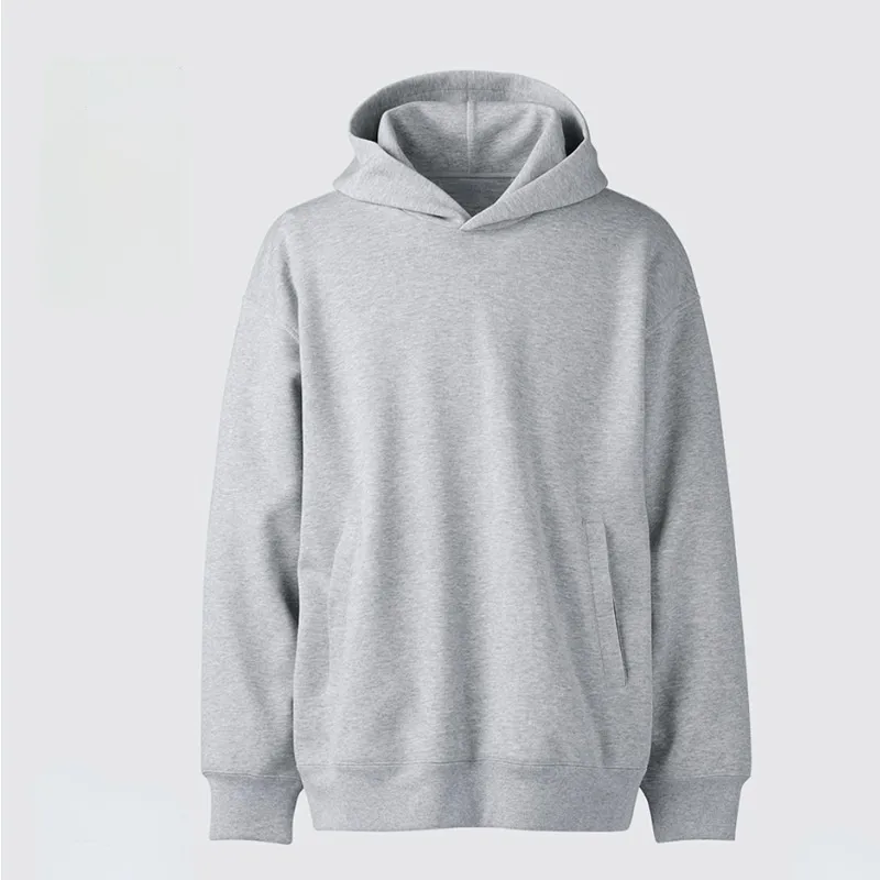 Men's Casual Solid Color Dyed Black Long Sleeve Polyester Hoodie with Multiple Pockets