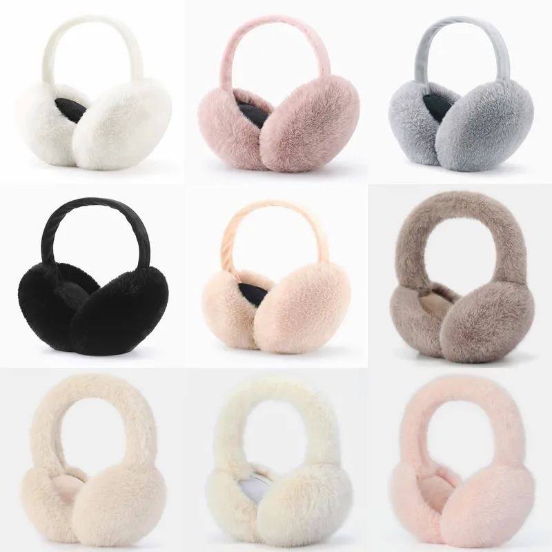 Cute Plush Solid Color Winter Earmuffs for Women Unisex Windproof Warm Ear Covers
