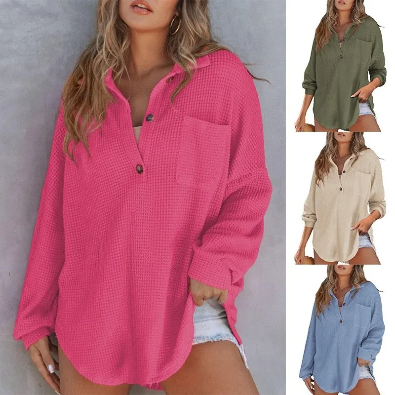 Solid Color Long Sleeve Streetwear Pullover for Women, Knitted Polyester Fabric