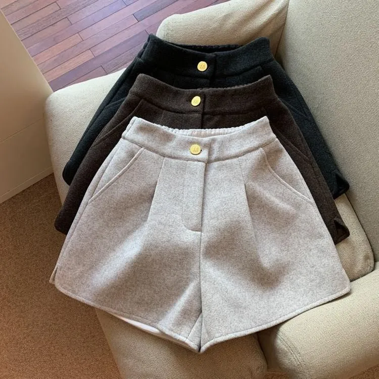 Women's High Waist Wide Leg Casual Polyester Commuter Shorts