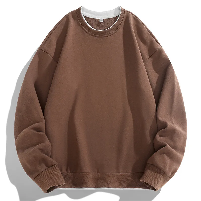 Men's Korean Style Loose Fit Solid Color Long Sleeve Pullover Sweatshirt