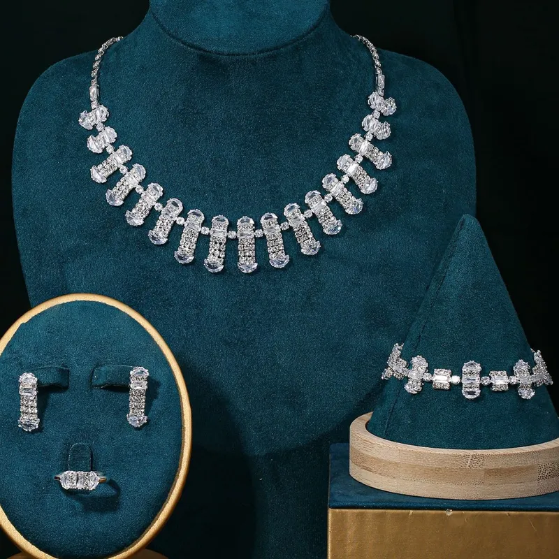 Women’s Jewelry Set Featuring Jewelry Pattern, Electroplated Alloy with Zircon in Claw Setting