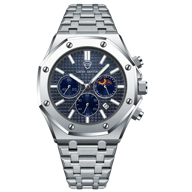 Quartz Watch with Tempered Glass Mirror, Alloy Strap, and Single Folding Buckle Featuring Pointer Display and Round Dial in Steel Color