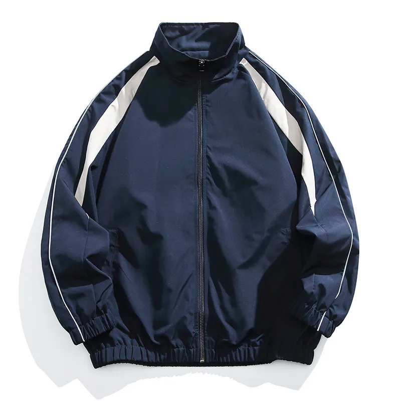 Men's Casual Splicing Jacket with Reflective Layer in Dyed Black