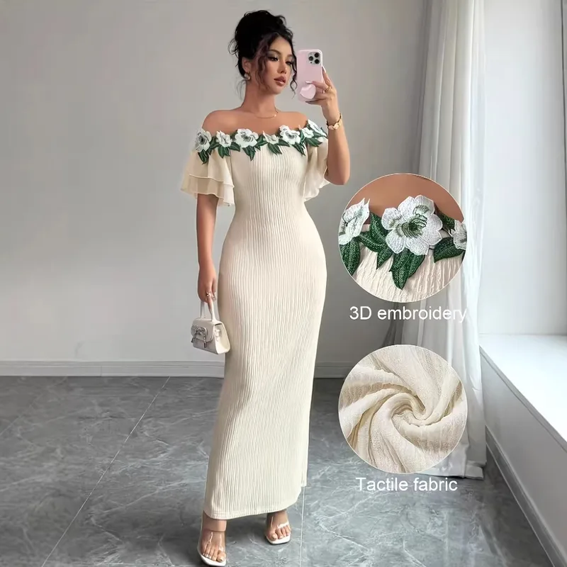 Sleeveless Party Dress with Boat Neck in Polyester Fabric, Perfect for Banquet and Vacation Occasions