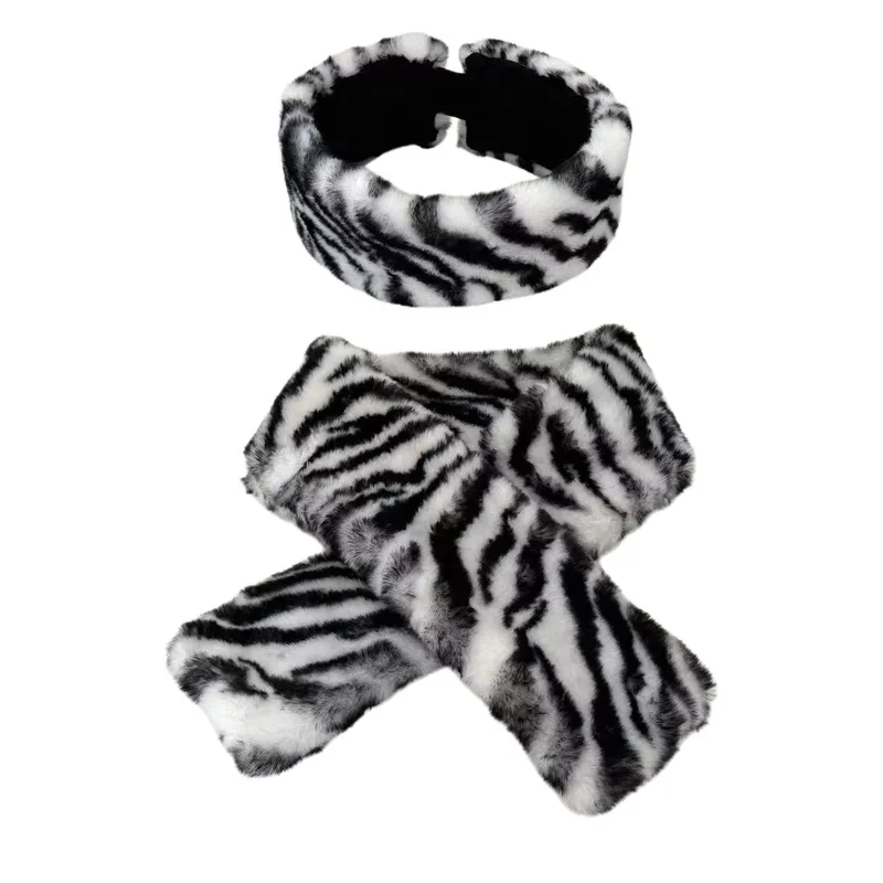 Leopard Print Wool Cap with Ear Wrap Brim, Warm Polyester Plush Adult Hat