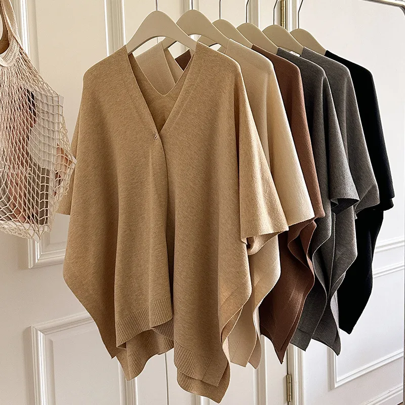 Solid Color Knit Shawl for Women in Dyed Black, Perfect for Spring Season
