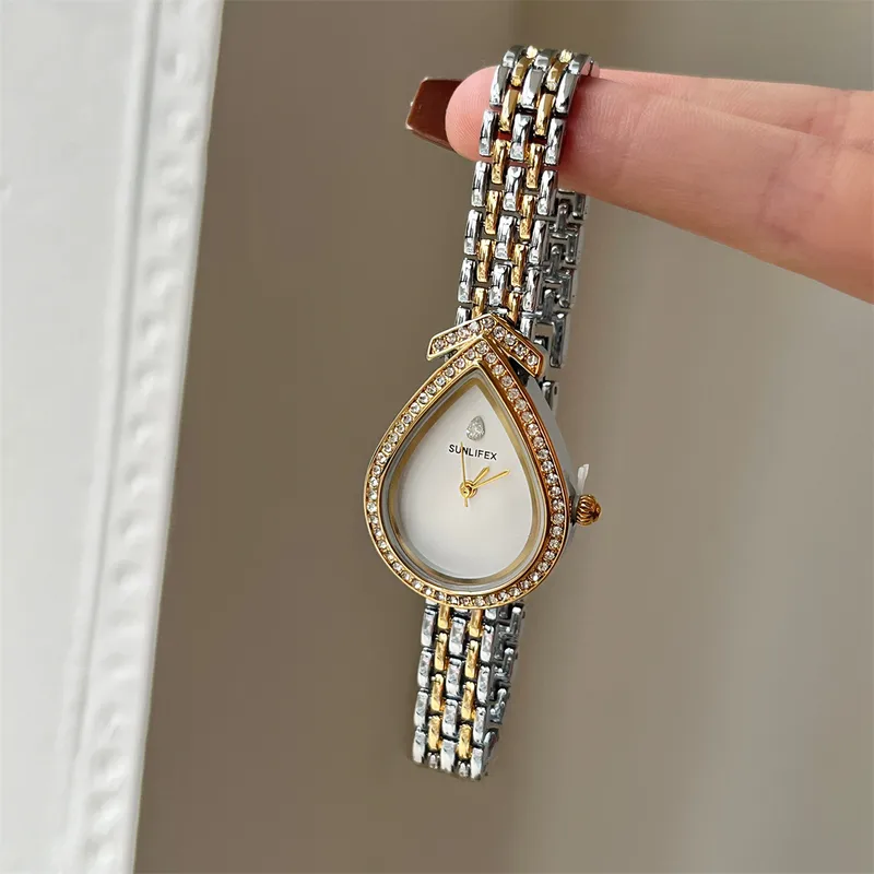 Women's Fashion Quartz Watch with Alloy Strap and Special Shape Dial