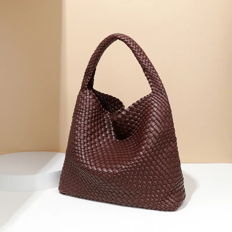 Solid Color Medium PU Leather Bucket Bag Set for Women with Magnetic Clasp Closure, Streetwear Style