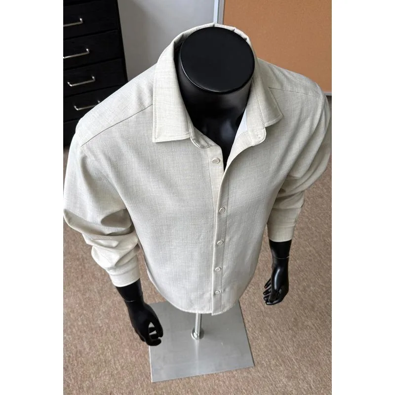 Solid Color Casual Long Sleeve Men's Shirt in Cotton with Single Breasted Design for Spring