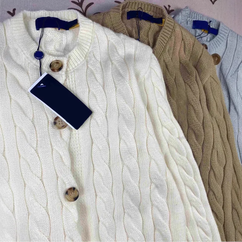 British Style Long Sleeve Acrylic Knitwear for Women with Embroidery and Single Breasted Design