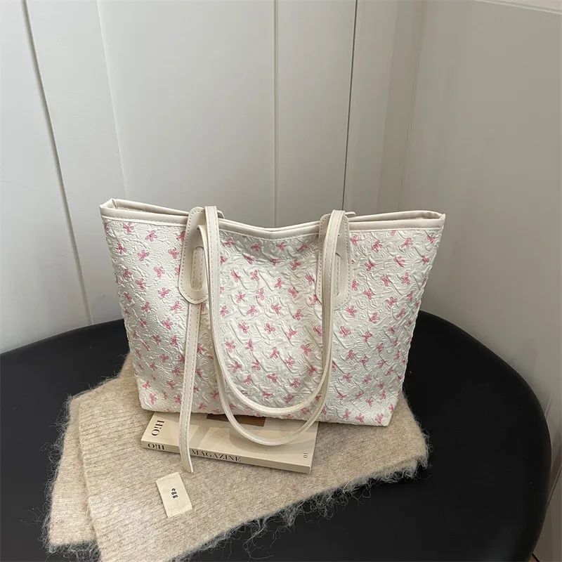 Women’s Nylon Square Tote Bag with Ornament Printing, Perfect for Autumn Season