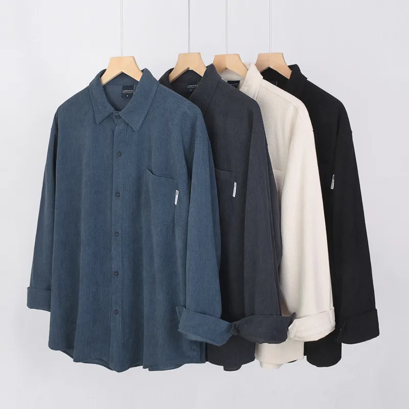 Solid Color Long Sleeve Simple Style Polyester Shirt with Pocket and Placket for Men