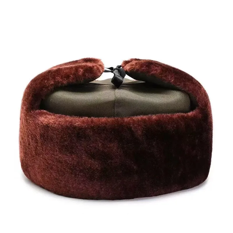 Men's Vintage Style Solid Color Trapper Hat in Dyed Black, Warm and Comfortable Polyester Adult Hat