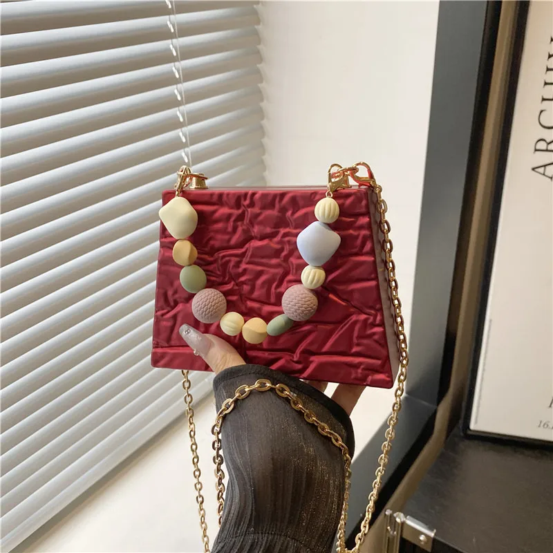 Square PVC Evening Bag with Chain Strap, Stylish and Elegant Accessory for Special Occasions