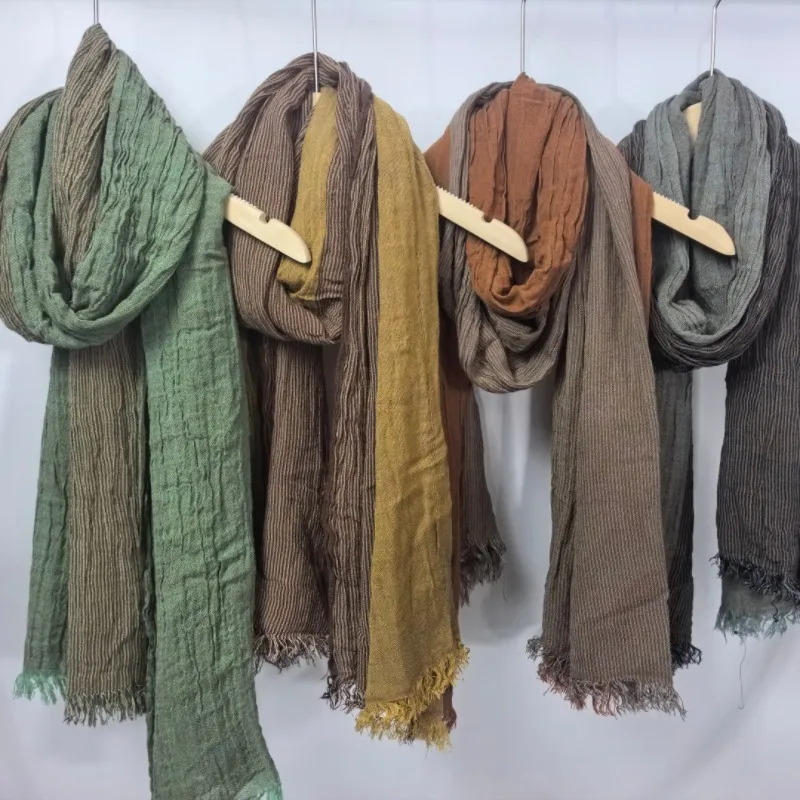 Stripe Rayon Scarf in Beige, Perfect for Autumn & Winter