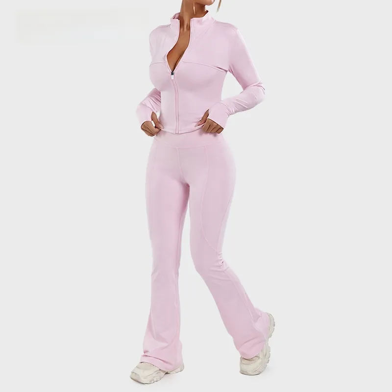 Full Length Yoga Jumpsuit for Women in Polyester Fabric with Side Pockets, Featuring Micro-Elastic Fit for Spring