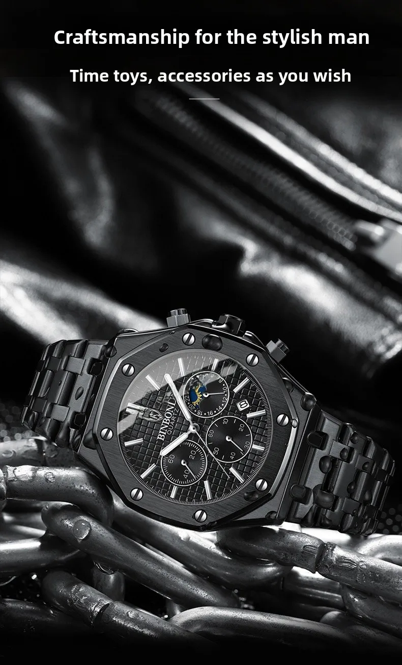 Quartz Watch with Tempered Glass Mirror, Alloy Strap, and Single Folding Buckle Featuring Pointer Display and Round Dial in Steel Color