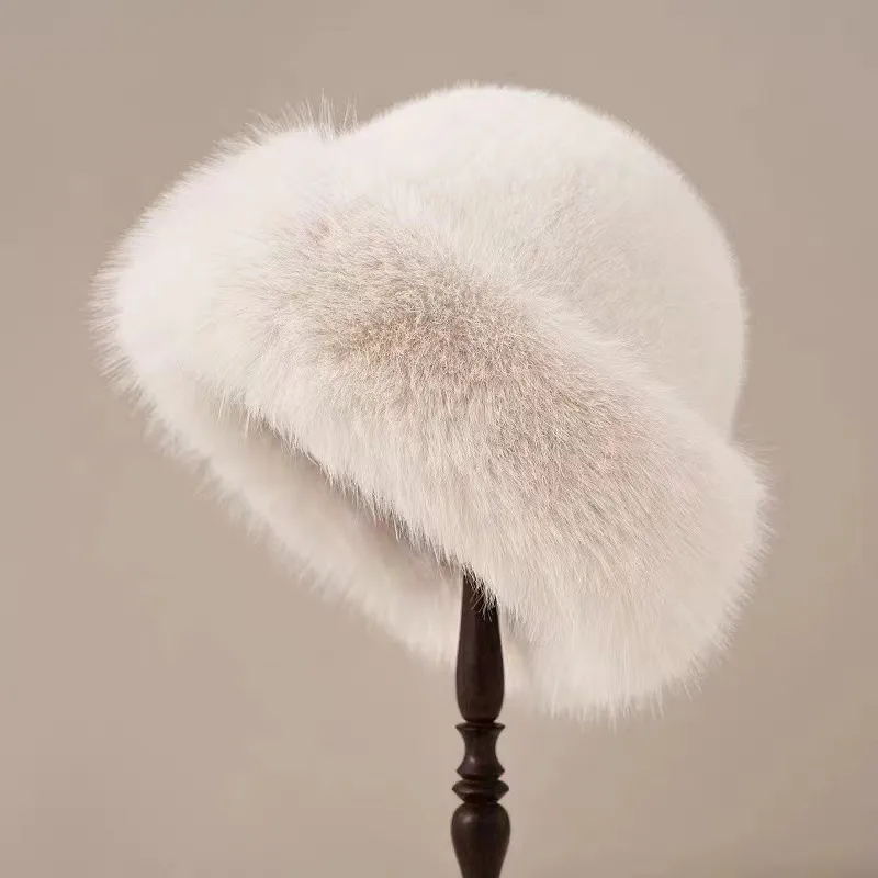 Women's Solid Color Plush Winter Beanie Hat Brimless