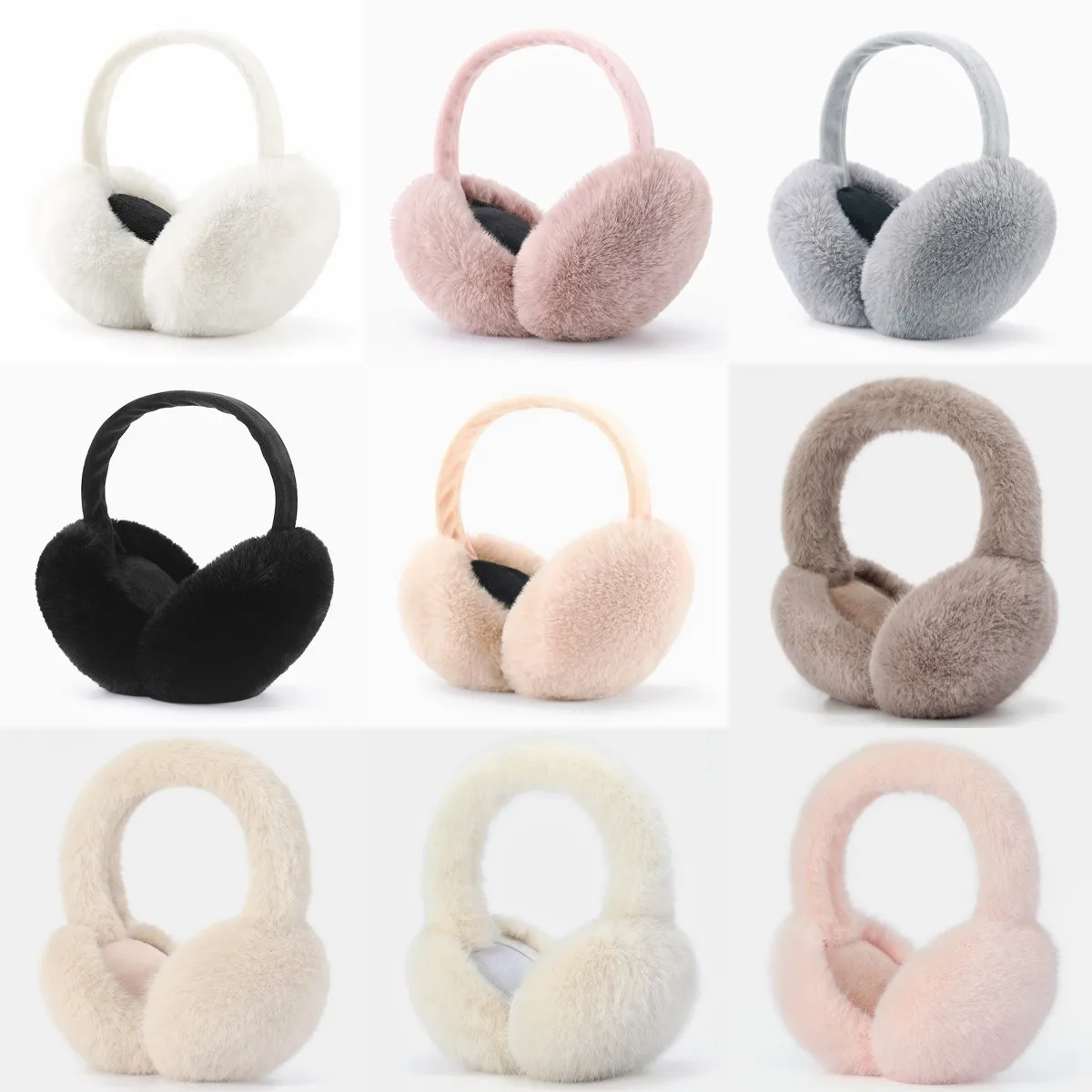 Cute Plush Solid Color Winter Earmuffs for Women Unisex Windproof Warm Ear Covers
