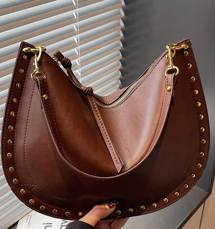 Women’s Square Splicing Shoulder Bag in PU Leather with Sewing Thread Detail and Single Shoulder Strap
