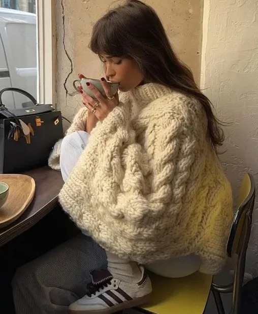 Romantic Loose Long Sleeve Knit Sweater for Women
