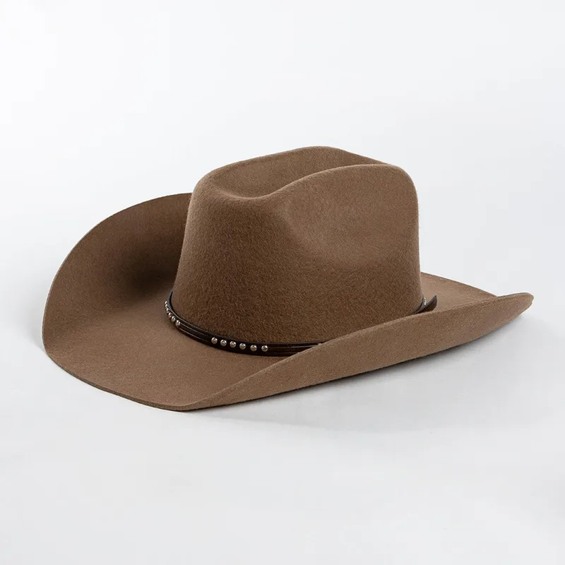 Casual Knitted Round Crown Cowboy Hat for Autumn