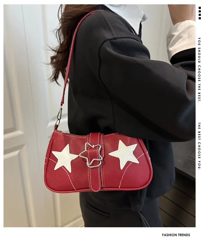 Square PU Underarm Bag for Women with Sewing Thread Detail and Single Shoulder Strap