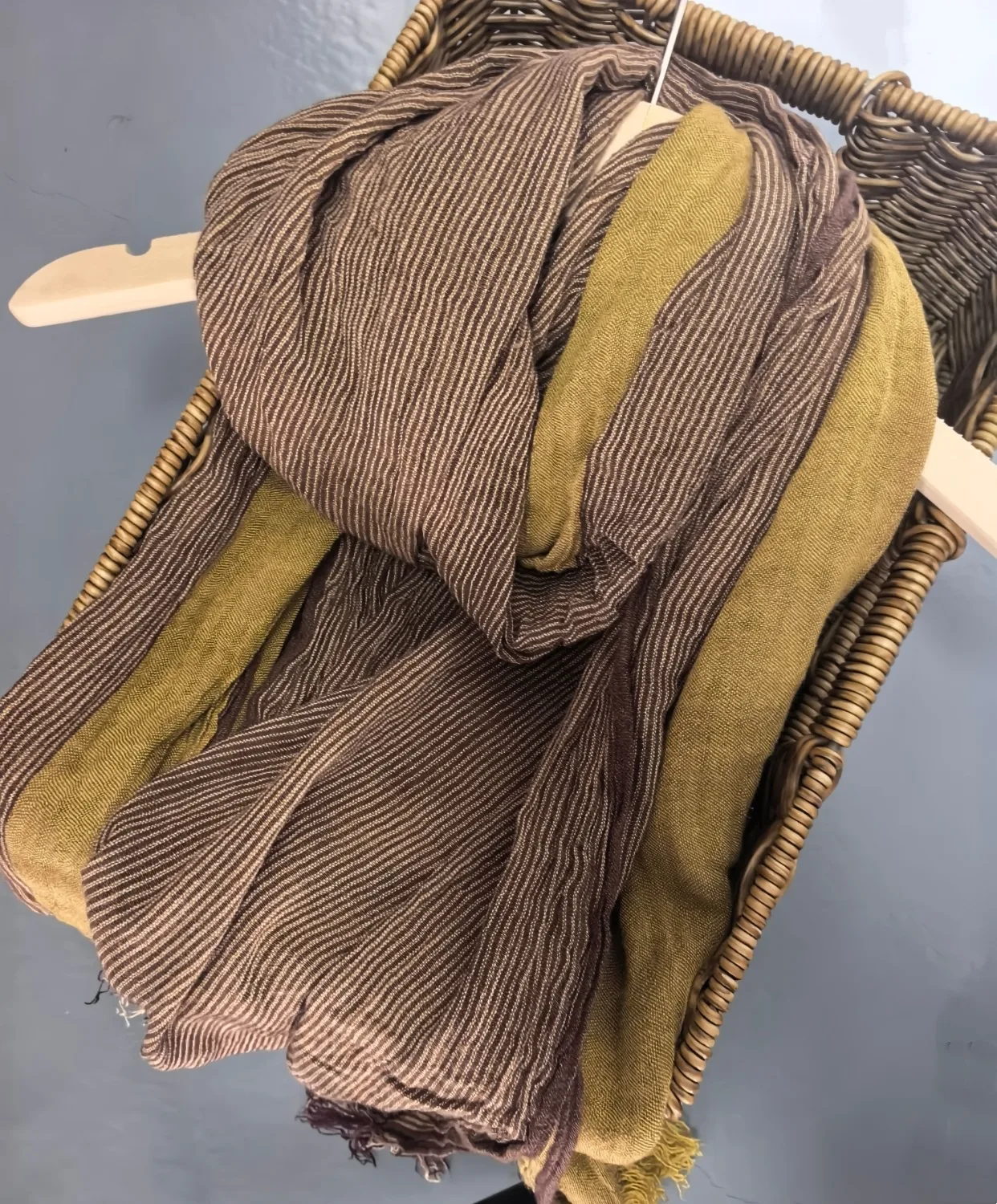 Stripe Rayon Scarf in Beige, Perfect for Autumn & Winter