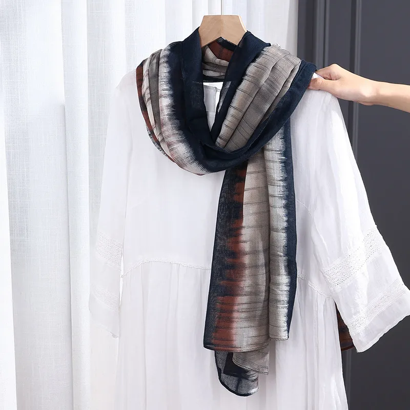 Women’s Cotton Tie Dye Scarf in Grey and Pink, Perfect for Spring and Summer