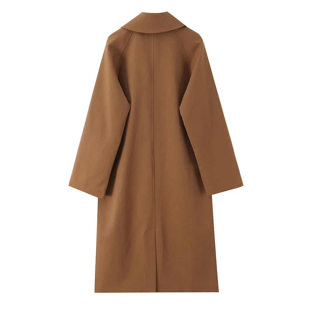 Single Breasted Women's Trench Coat with Lapel Collar and Long Sleeves, Regular Fit in Polyester Fabric