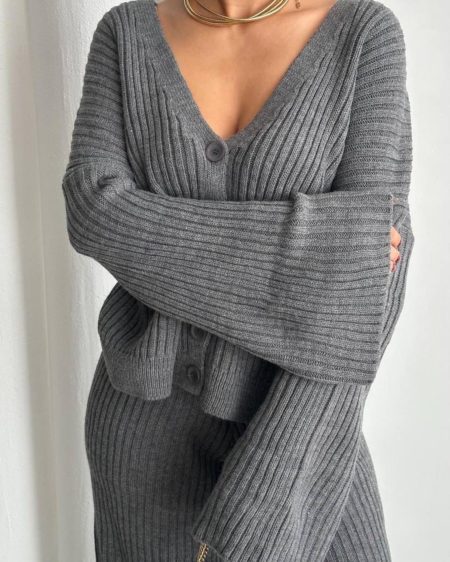 Solid Color Casual Polyester Pant Co-ord Set with Button Detail, Featuring Long Regular Sleeves and Placket