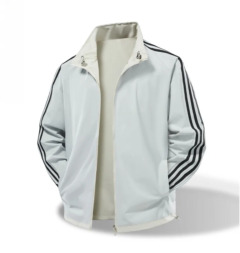 Men's Casual Jacket Featuring Printing and Zipper Placket, Outerwear Crafted from Polyester Fabric