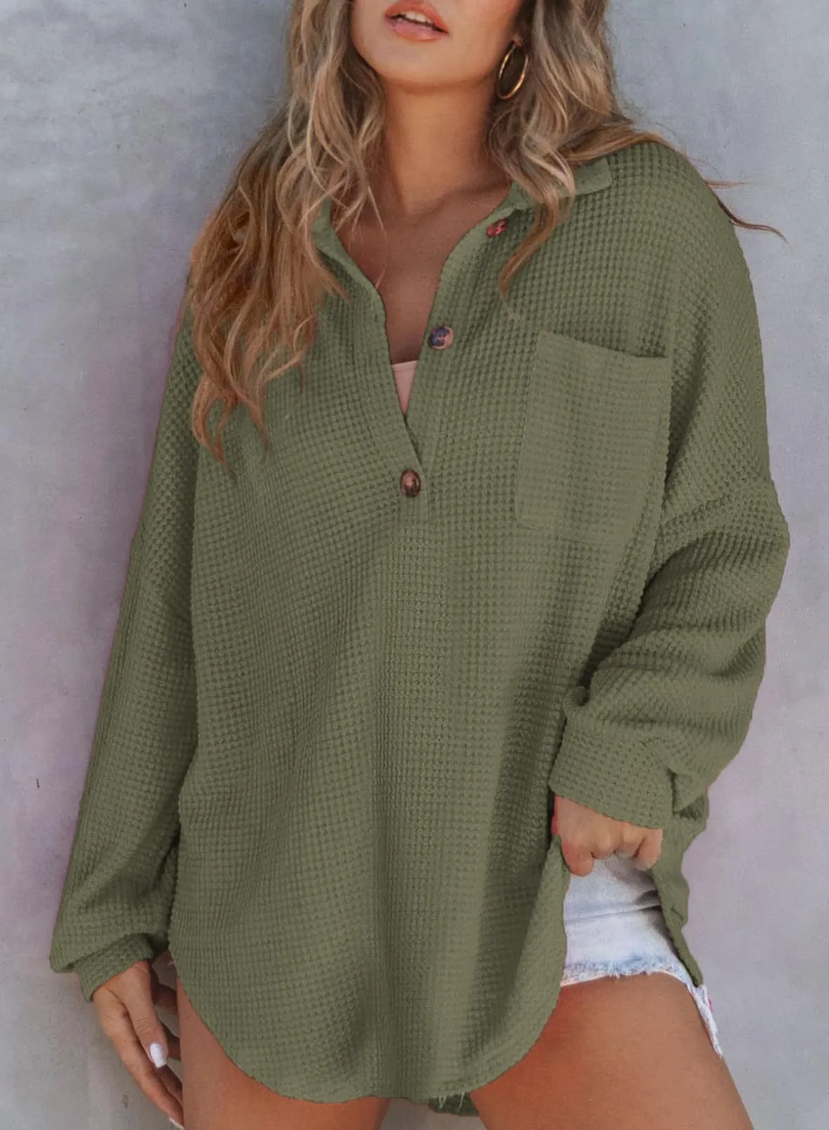 Solid Color Long Sleeve Streetwear Pullover for Women, Knitted Polyester Fabric